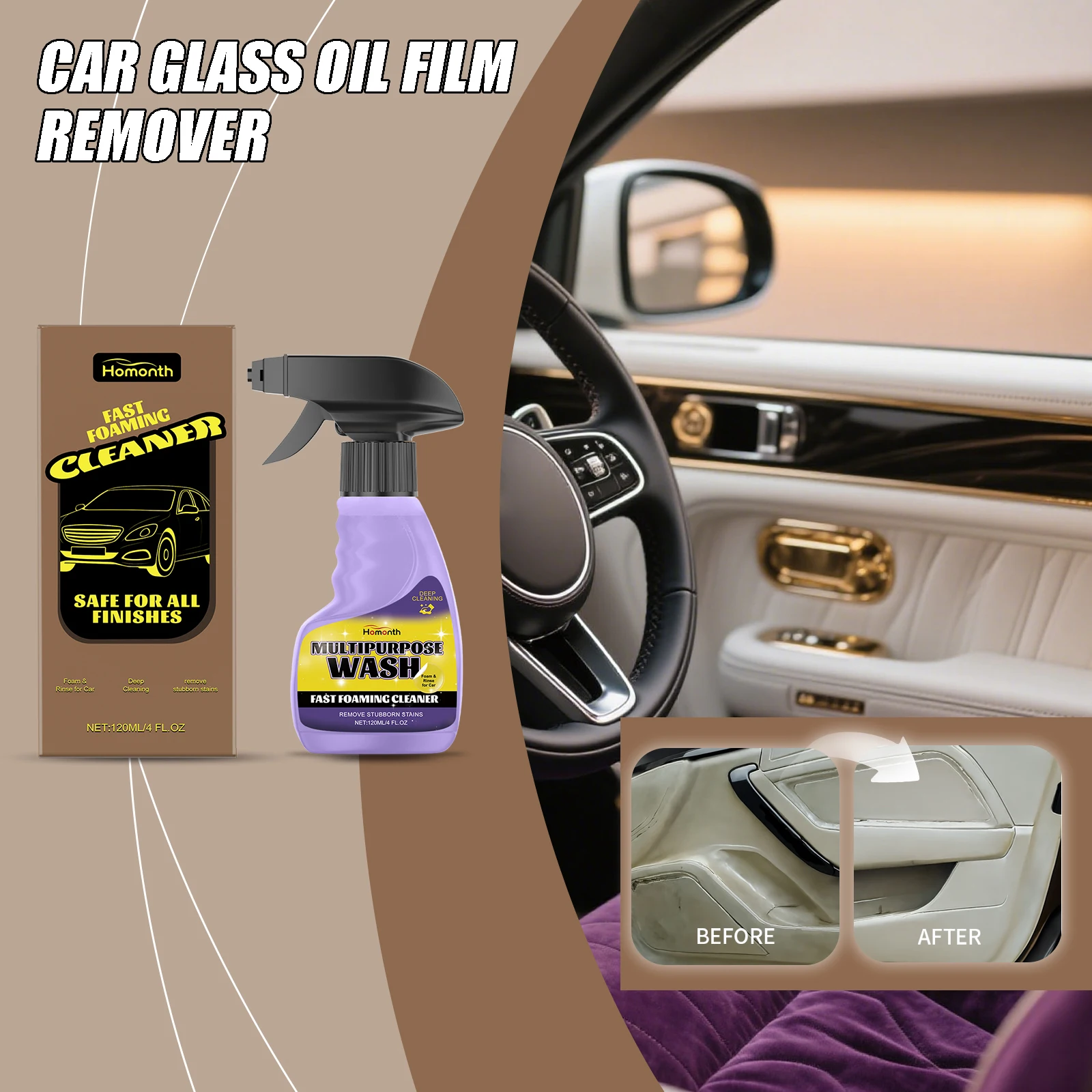 Multipurpose Cleaning Spray Car Glass Oil Film Remover Clean Stains Oil Films For Car Body Vehicle Rearview Mirror Windshield