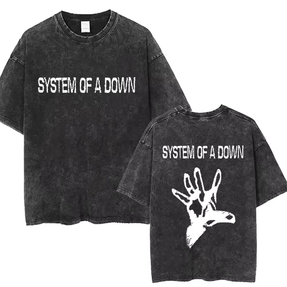 Washed Vintage System of A Down Chop Suey T-shirt Men's Women Retro Rock Oversized T Shirts 90s Alternative Metal Merch T-shirts