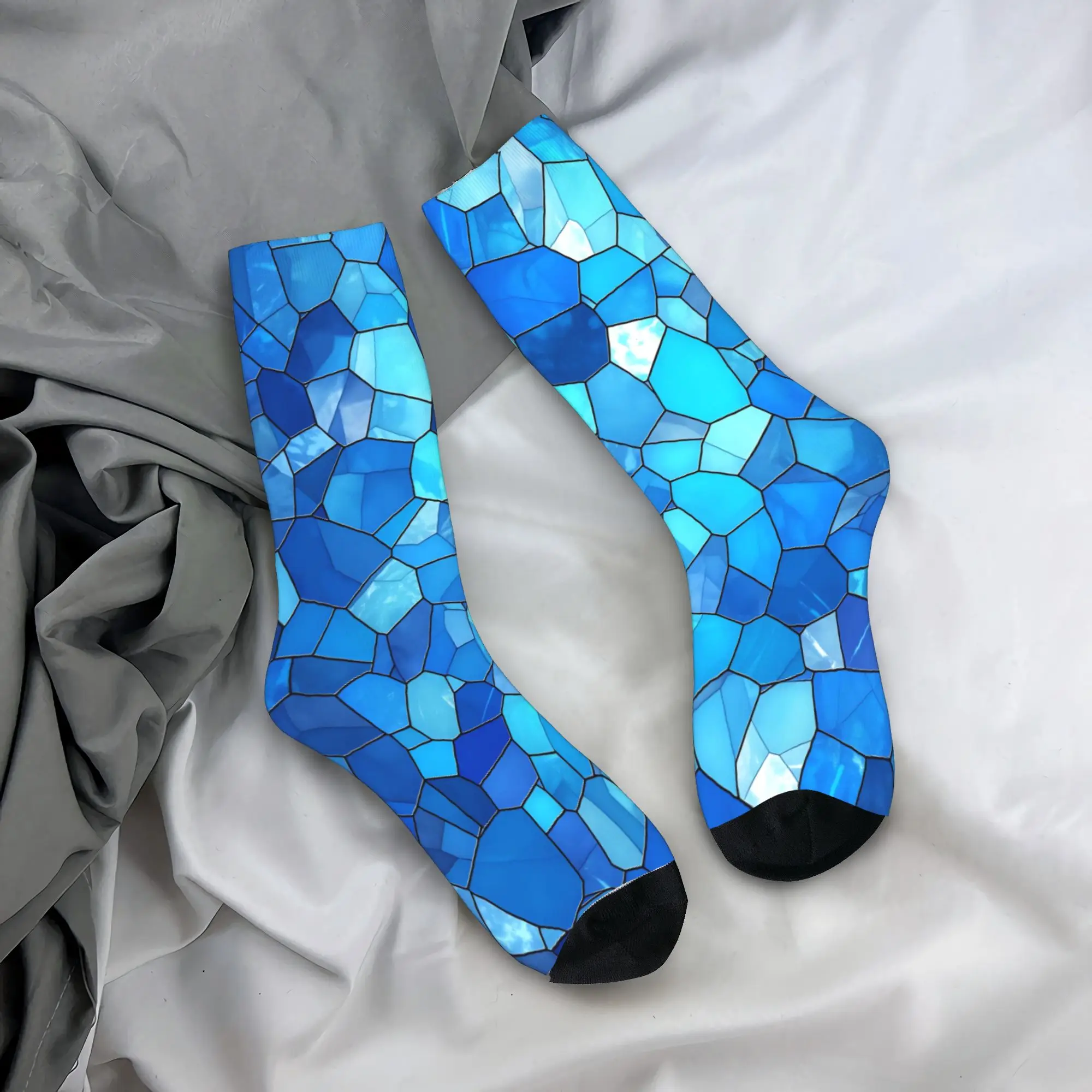 Rainbow Gradient Glass Art Socks  Anti Skid Stockings Men Quality Skateboard Socks Autumn Gothic Graphic Socks