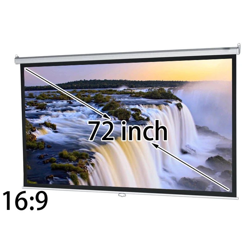 HD panoramiczny 72-calowy przekątna 16x9 ręcznie rozwijana tkanina projekcyjna 3D ekran projektora z automatycznym blokowaniem do kina domowego