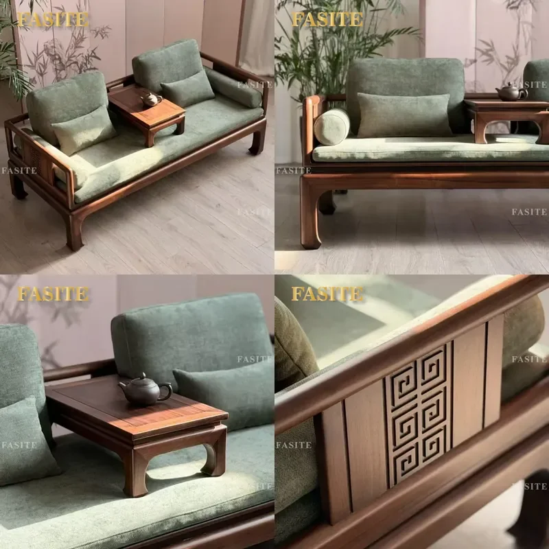 For Song Style Aesthetic Black Walnut Arhat Bed Sofa Modern Minimalist Living Room New Chinese Solid Wood High End Furniture