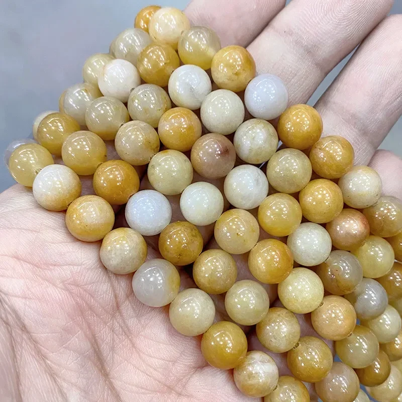 Natural Yellow Aventurine Gem Round Beads for Jewelry Making DIY Bracelet Necklace Ear Studs Charm 15