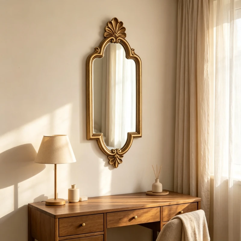 Retro Full Body Mirror Durable Bathroom Mirror Wear Resistant Wall Mirrors Rust Proof Waterproof Bath Fixture Household Using