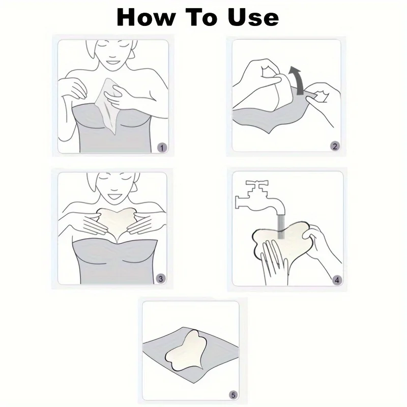 แผ่นซิลิโคนลดเลือนริ้วรอยบริเวณหน้าอก สำหรับลดริ้วรอยข้ามคืน แผ่นลดริ้วรอยแบบใช้ซ้ำได้ อุปกรณ์ดูแลผิว ลดริ้วรอย