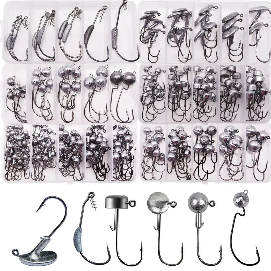 JYJ 1g 2g 3g... 28g all kinds of fishing crank jig head hooks, high carbon steel fishing hooks for soft worm lure bait