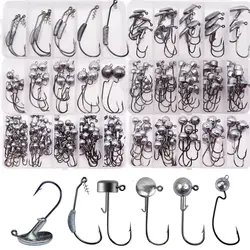 WODJYJ 1g 2g 3g... 28g all kinds of fishing crank jig head hooks, high carbon steel fishing hooks for soft worm lure bait