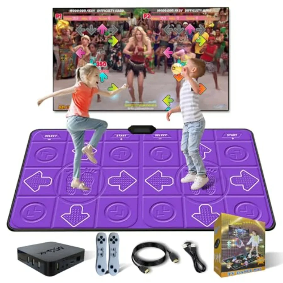 

Wireless Dance Mat for and Adults Double User Exercise Dancing Pad Game for TV Fun Family Fitness Activity Perfect Gift for Gir