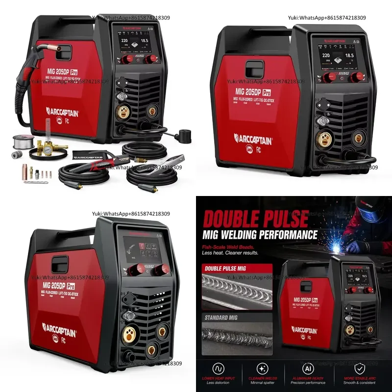 MIG205DP PRO Double Pulse MIG Welder Aluminum Welding Supports All in One MIG Welding Machine Wholesale