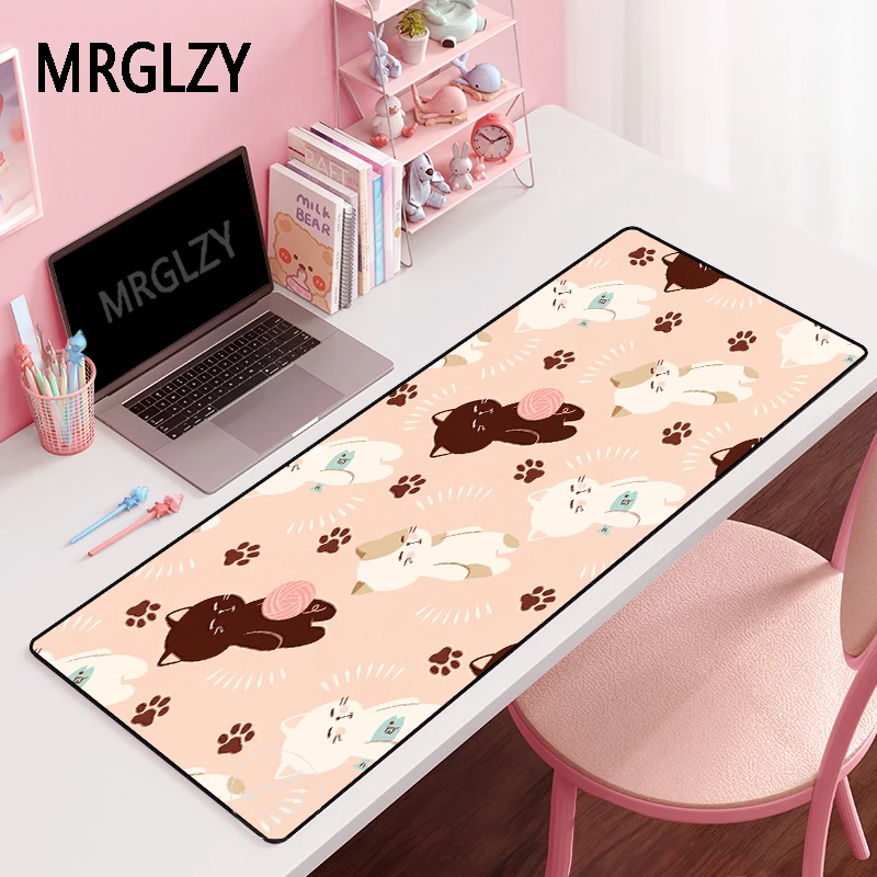 

MRGLZY Drop Shipping Kawaii Cats Pattern Mouse Pad Gamer Large DeskMat Computer Gaming Peripheral Accessories MousePad for LOL