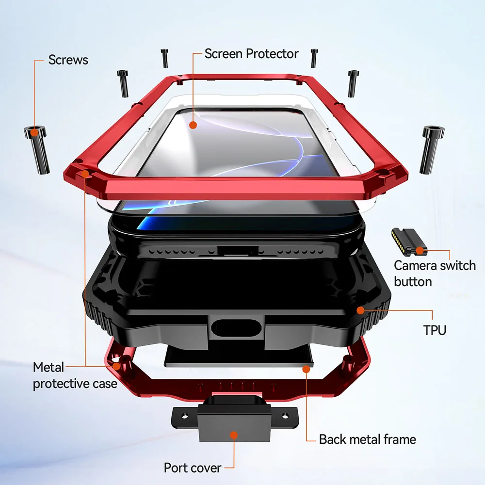 

Luxury Heavy Duty Kickstand Case Shockproof Armor Protective Cover 17Pro For iPhone 17 Pro Max Phone Cases 9H Glass film Funda
