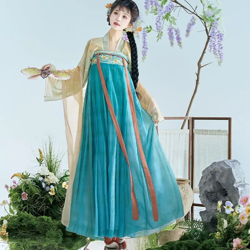 Original ผู้หญิงจีนแบบดั้งเดิม Hanfu ชุด 2025 ChicTang Dynasty สไตล์พิมพ์โบราณคอสเพลย์เต้นรํา Elegant Princess ชุด