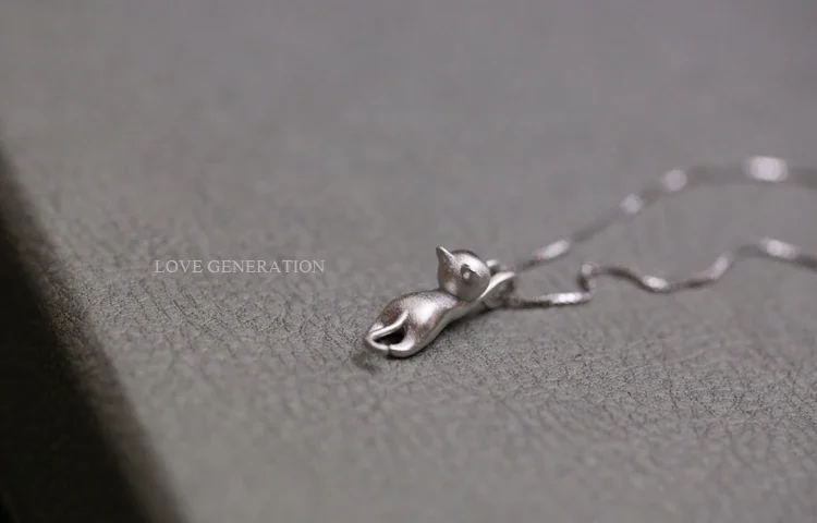 Women's 925 Sterling Silver Cute Cat Necklace & Pendant