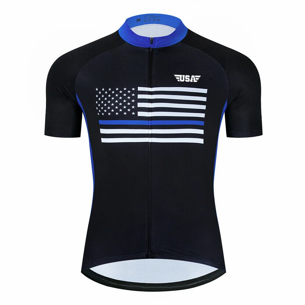 Cycling Wear Short Sleeve Sweater Road Shirt Bike Top Bicycle Jersey MTB Quality Clothing Black Cool Jacket Regular USA Shirt