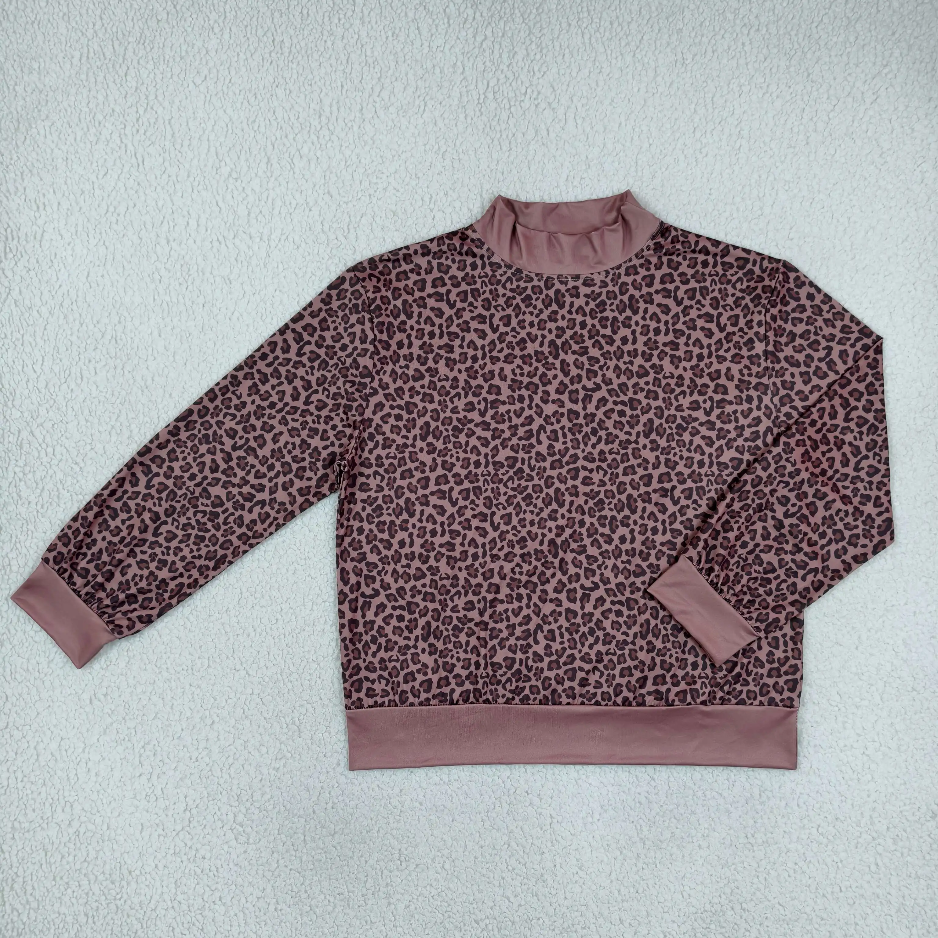 Wholesale Long Sleeves Adult Women Leopard Shirt Pullover Clothing