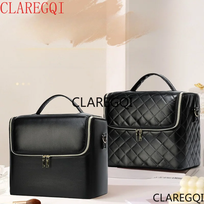 New lightweight storage bag with grid pattern and large capacity for high-end crew and makeup artists, portable handheld makeup