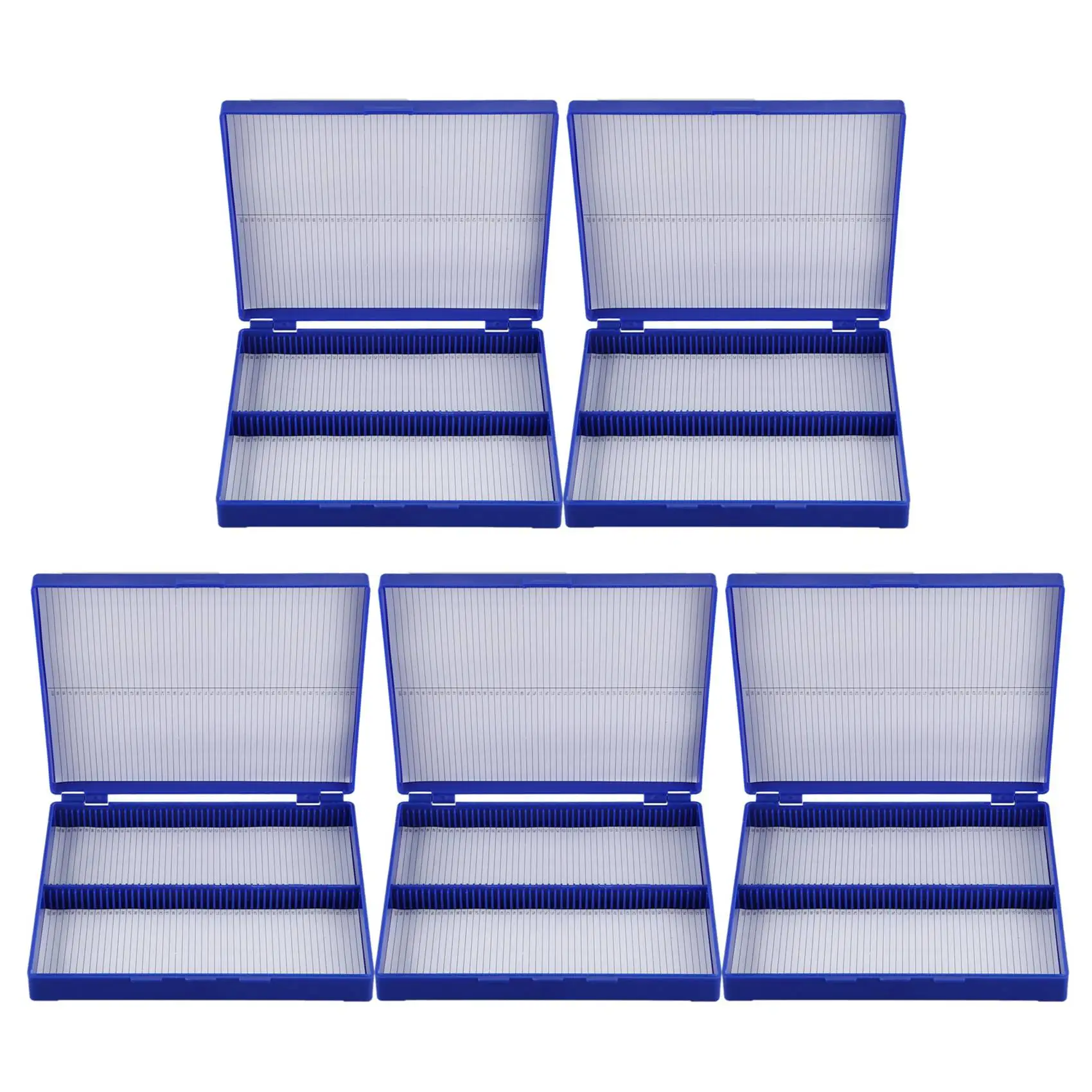 MOPHE-5X Royal Blue Plastic Rectangle Hold 100 Microslide Slide Microscope Box