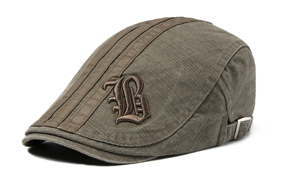 CNTANG Neue Männer Baskenmütze Mode Stickerei Flache Kappe Sommer Visier Für Männliche Mode Vintage Baumwolle Casual Berets Einstellbar – Detail 8