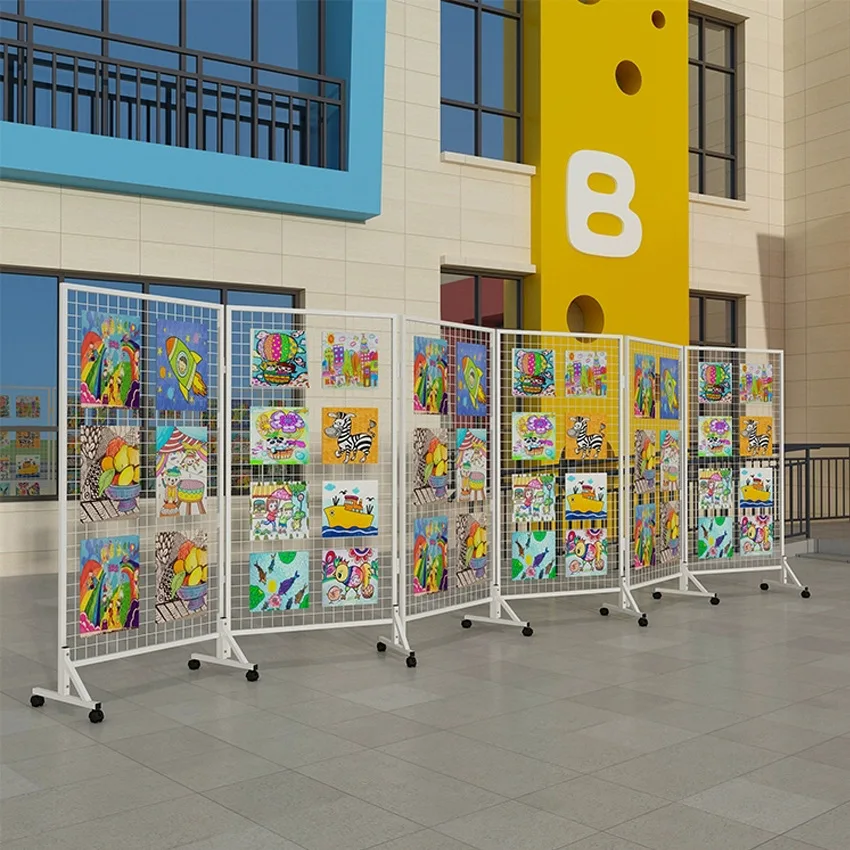 Sticker Display Folding Grid Art Exhibition Studio Kindergarten Can Move Outdoor Multi-piece Connection Exhibition Display Rack