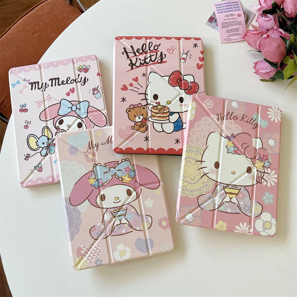 

Melody HelloKitty Cartoon Tablet Case For iPad 10th 11 2025 Pro 2024 12.9 13 inch Air 7 6 10.5 iPad 5 6 9.7 mini 5 6 7 Cute Case