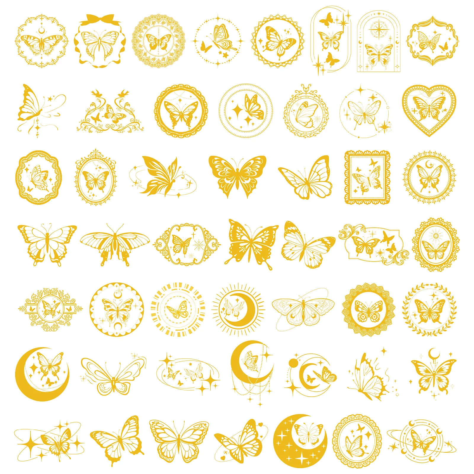 50Pcs Yellow Butterfly Moon PE - огляд і ціна Yellow Laptop Accessories
