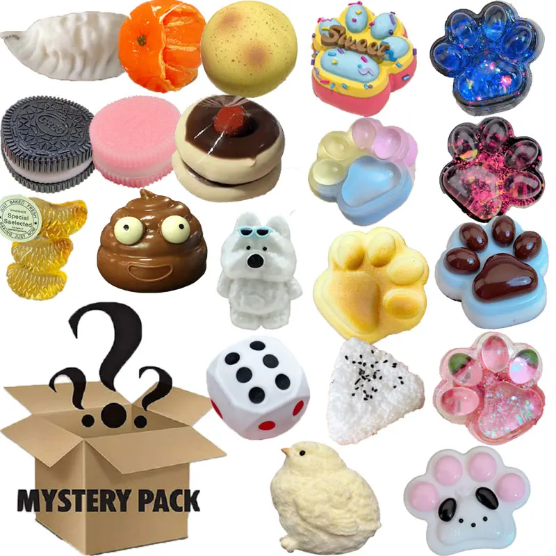 Mystery Kawaii Cat Paw Mochi Squishy Toy Simulated Food Sensory Fidget Anti-Anxiety Stress Relief Party Favor Gift for Kids Adults