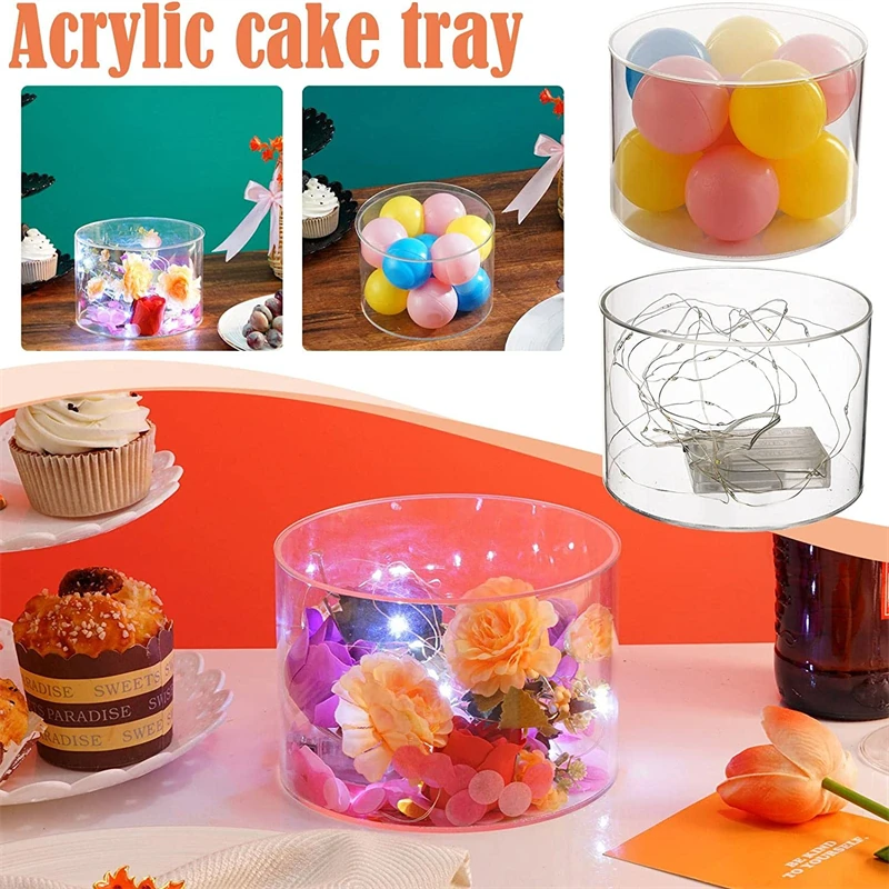 Transparent Round Acrylic Cake Display Board Cake Edge Smoother Scraper Cake Tray DIY Round Decoration Cake Board Base Cake Tool