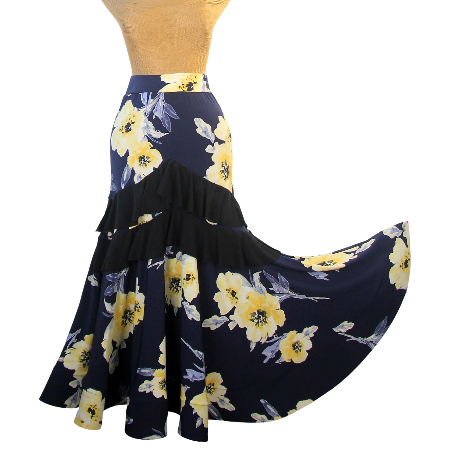 

Modern Dancing Performance Costume Women High end Printed Long Skirt Sexy Temperament Fishtail Skirt Latin Competition Clothing