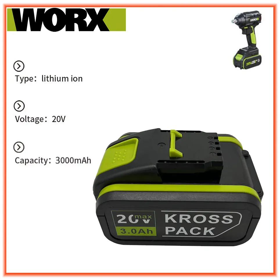 

6000mAh 5.0Ah Original Worx 20V Battery Li-ion Battery WA3553 WA3551 WA3572 WA3553 WX390 WA3551 WX176 WX178 WU268 D