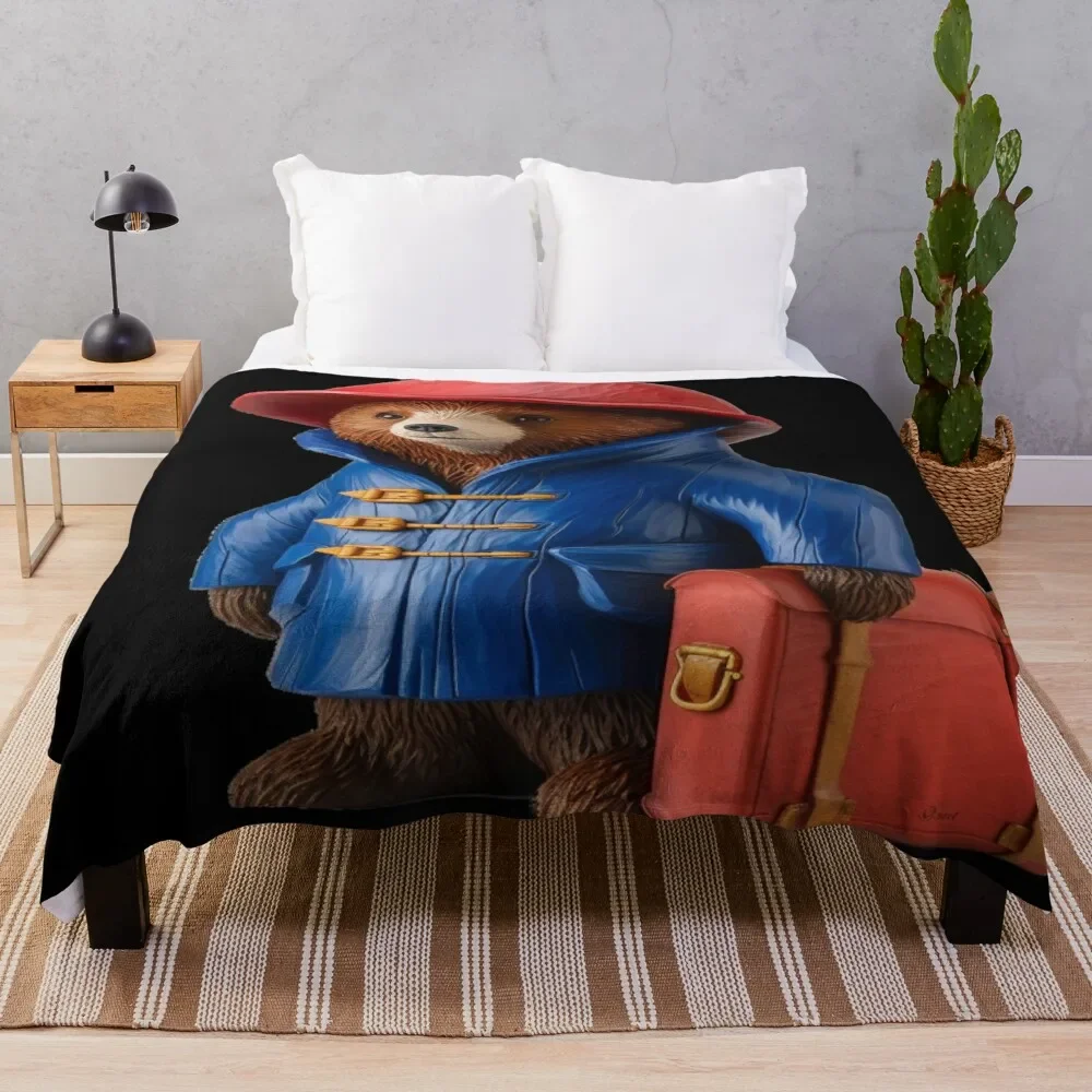 

Paddington Bear with Red Suitcase Throw Blanket Fashion Sofas Loose Bed linens halloween Blankets