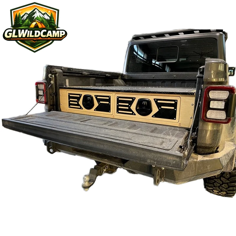 For JEEP JT 4X4 Slider Rear Drawers System Popular Interior Car Truck Bed Drawer with Kitchen Cargo Box for Rear StorageFor Ram