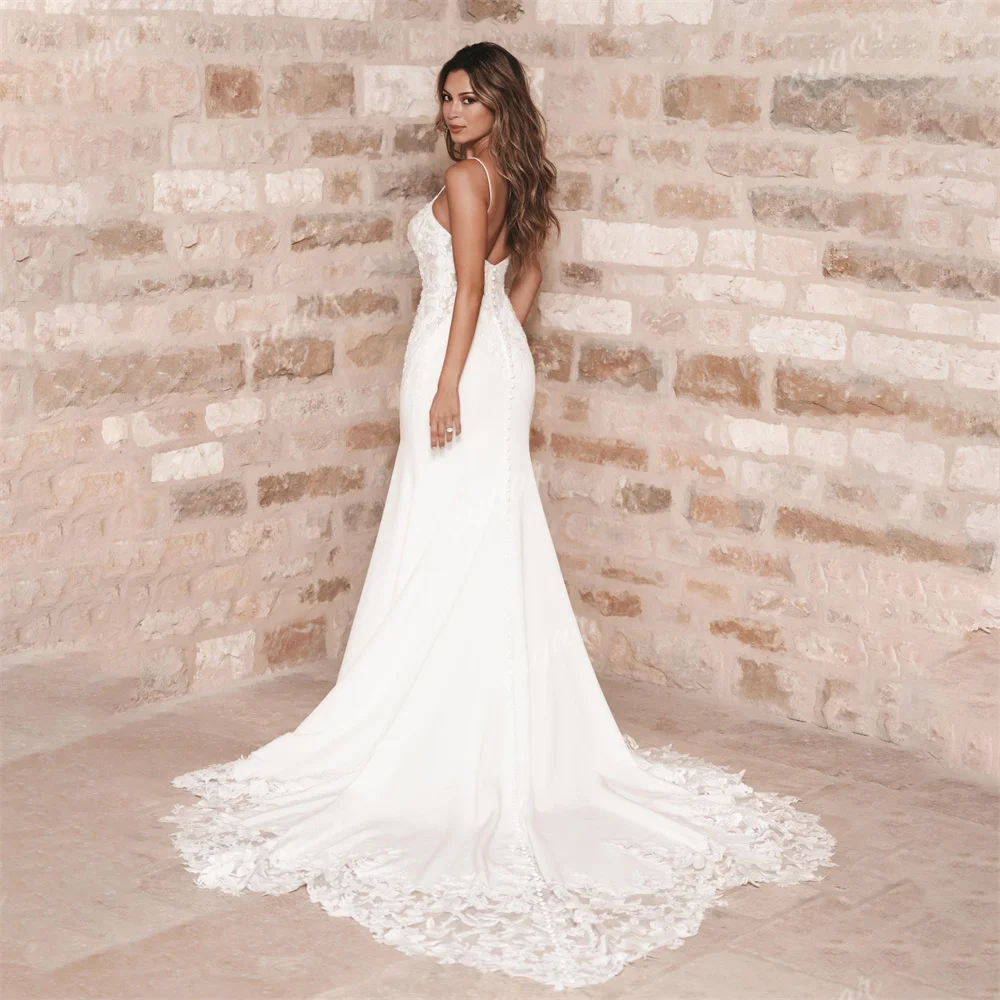 

Mermaid Wedding Dresses For Women High Quality 2024 Lace Appliques Wedding Gown Spaghetti Straps Bridal Dress Vestidos De Novia