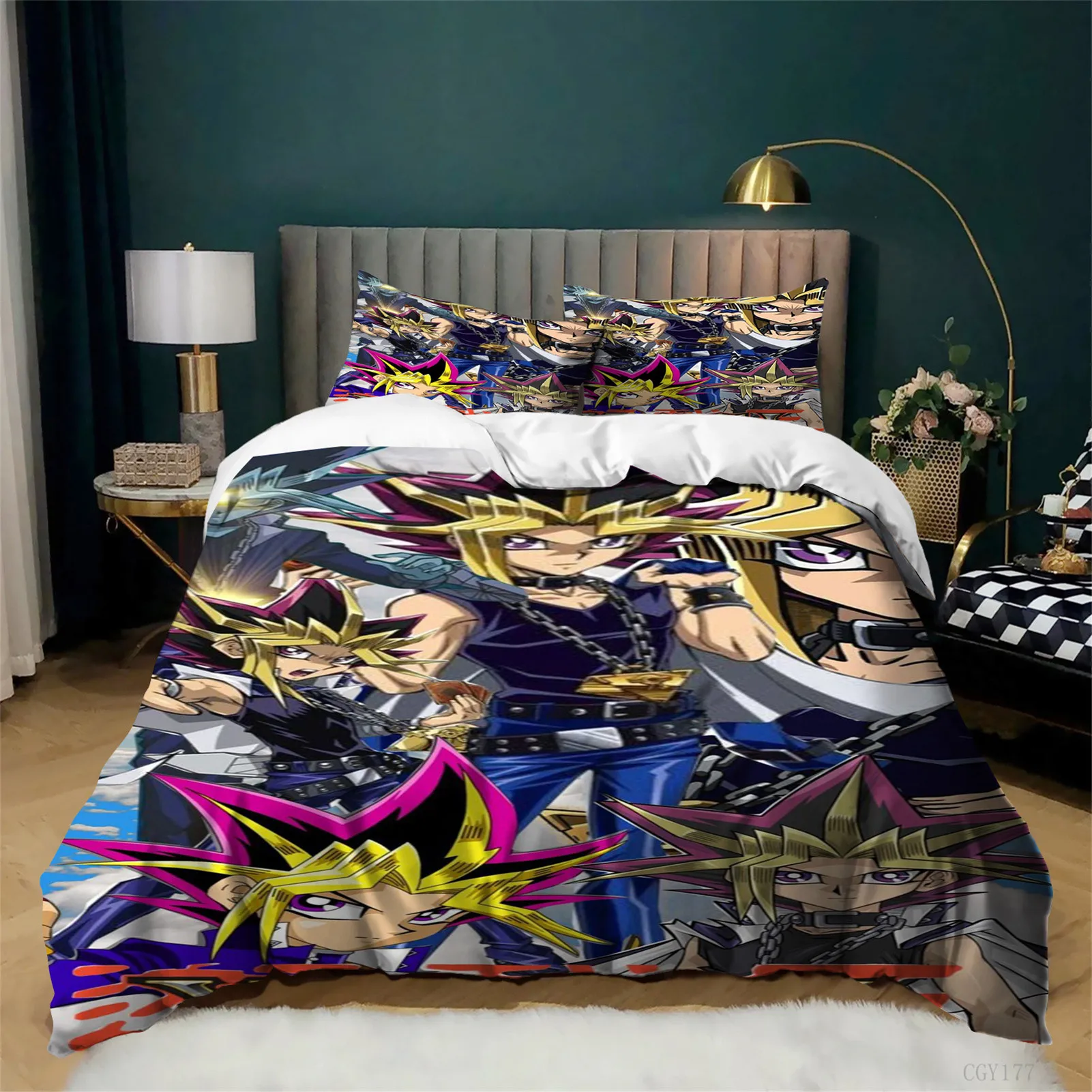 

3D Ю-Ги-О! Комплект пододеяльников: легкий, ультрамягкий, всесезонный, 3 предмета, с графическим рисунком, для подростков и мальчиков