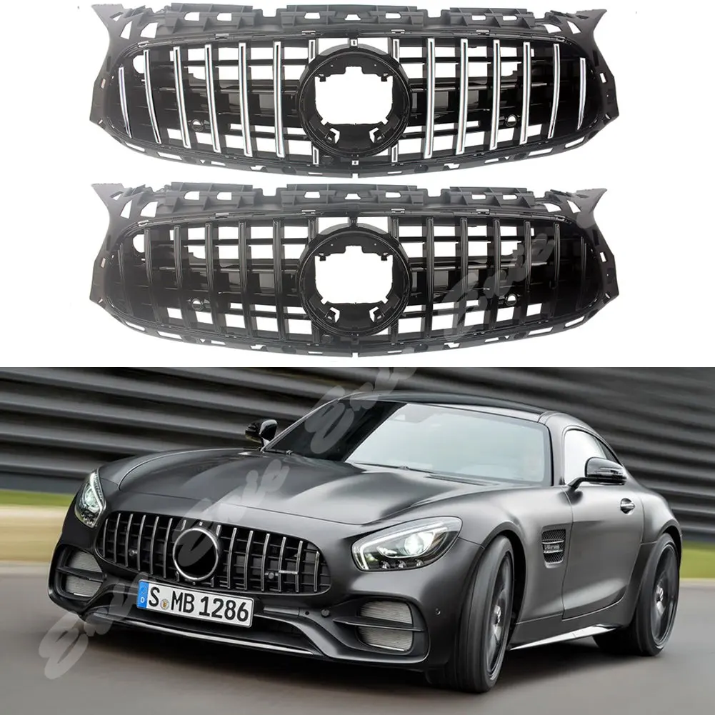 Front Racing Facelift Grill Upper Bumper Grilles For Mercedes-Benz W190 C190 AMG GT GT43 50 53 63 GTC GTR GTS 2017+ Two Doors