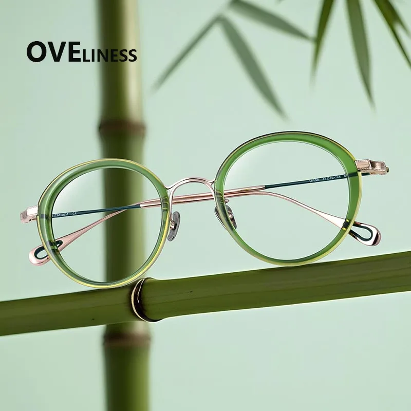 

2026 Acetate Titanium Eyeglasses Frame Women New Brand Design Retro Vintage Round Glasses frame Men Spectacles Japanese Eyewear