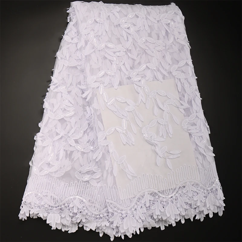 

Pure WhiteGuipure Cord Lace Embroidery Milk Silk High Quality 2023 African French Tulle Lace Fabric New Design Wedding Materials