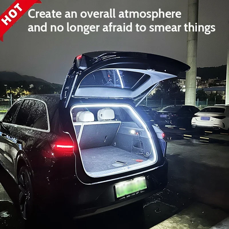 Car interior trunk lighting, ambient lighting, DIY modification of car trunk lighting, automatic light up when opening the door