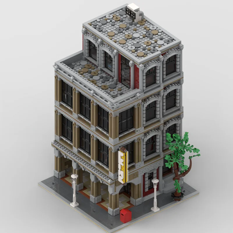 

4253 шт., город, хит продаж, вид на улицу, Moc, угловой продуктовый магазин, модель архитектуры, творческие идеи «сделай сам», игрушка, подарок на день рождения, кирпичные блоки