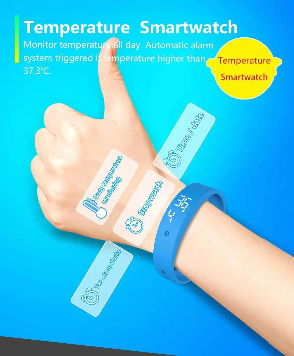 V9 Lichaamstemperatuur Monitor Thermometer Trillingen Alarm Polsbandje Slimme Armband Smartband