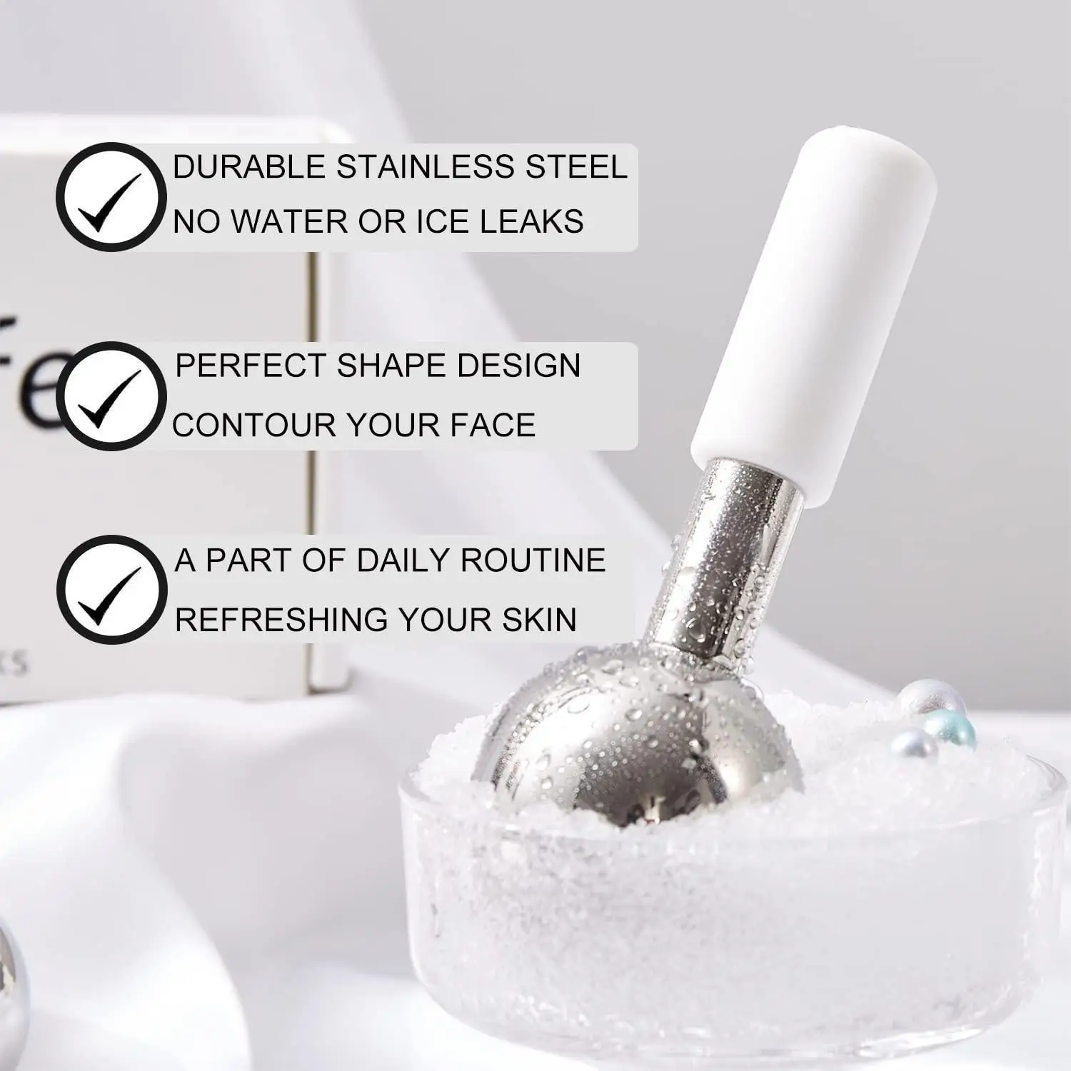 Mini 2szt Ice Globes Kryo kije ze stali nierdzewnej do twarzy Oko Twarz Zimny wałek chłodzący Globus do obrzęków Zmarszczki Ciemne koło — zdjęcie 5
