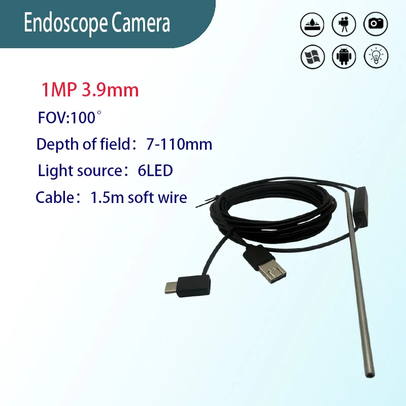 

1MP 3.9mm rigid tube endoscope FOV 100゜ 3-in-1 USB interface industrial pipeline inspection