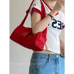 Large Capacity Sports Fitness Bag Red Waterproof Square Chest Pack Ladies 2024 New Pop Casual All-Matching Cross-body Travel Bag