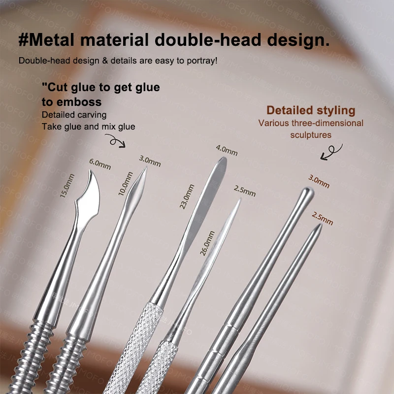 3Pcs Dual-end Sculpture Spatula Pen For Nail Art UV Gel Polish Tip Carving Flower Painting Pen Nail Design Tool Manicure Tool