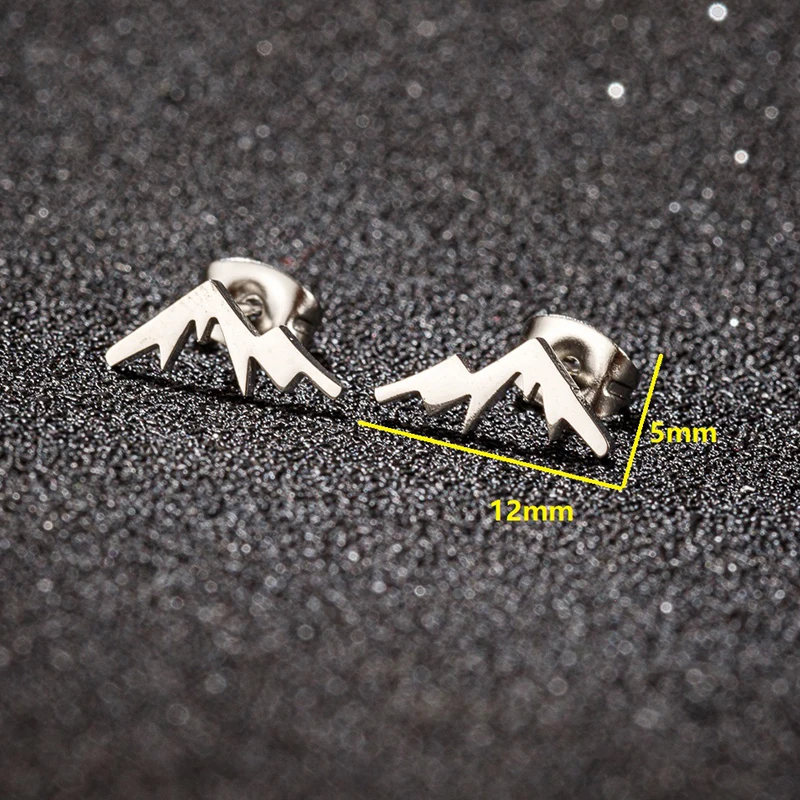 10Pairs Casual Mountain Peak Stud Earrings for Women Men Trend Stainless Steel Ear Piercing Jewelry Geography Lovers Hiker Gift