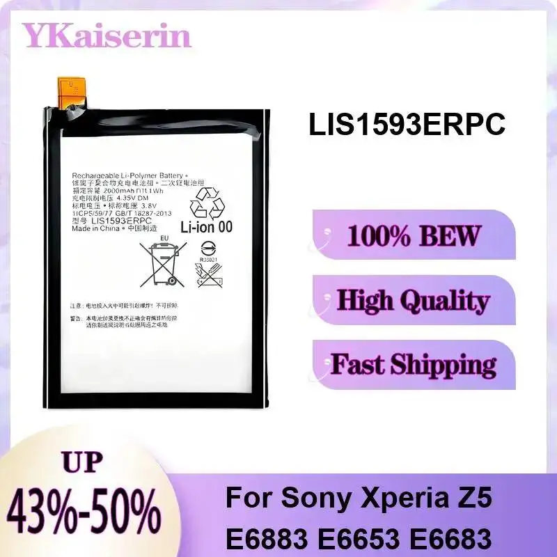 2700-3430mAh For Sony Xperia z5p Z5 Compact E6883 E6653 E6683 E6853 Plus Mini Battery LIS1605ERPC LIS1594ERPC LIS1593ERPC