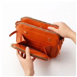 Borsa a tracolla da donna borsa a tracolla Vintage in pelle a tre strati borsa a tracolla multifunzionale semplice ed elegante Casual portatile