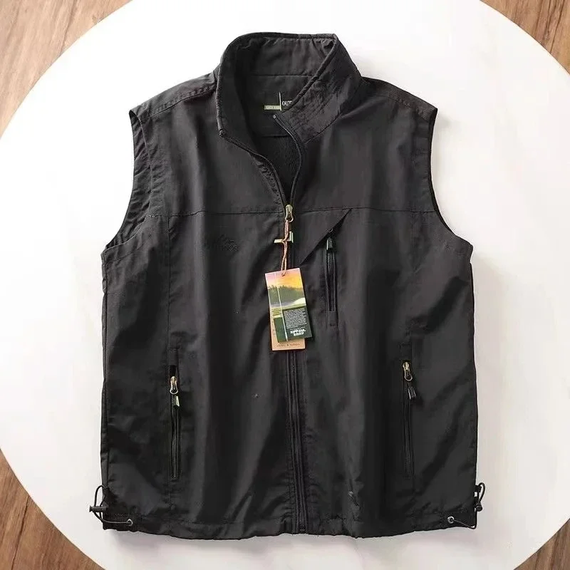 Spring and Autumn double-sided casual standing collar functional thin vest men's vest jacket top with camisole shoulder high-end