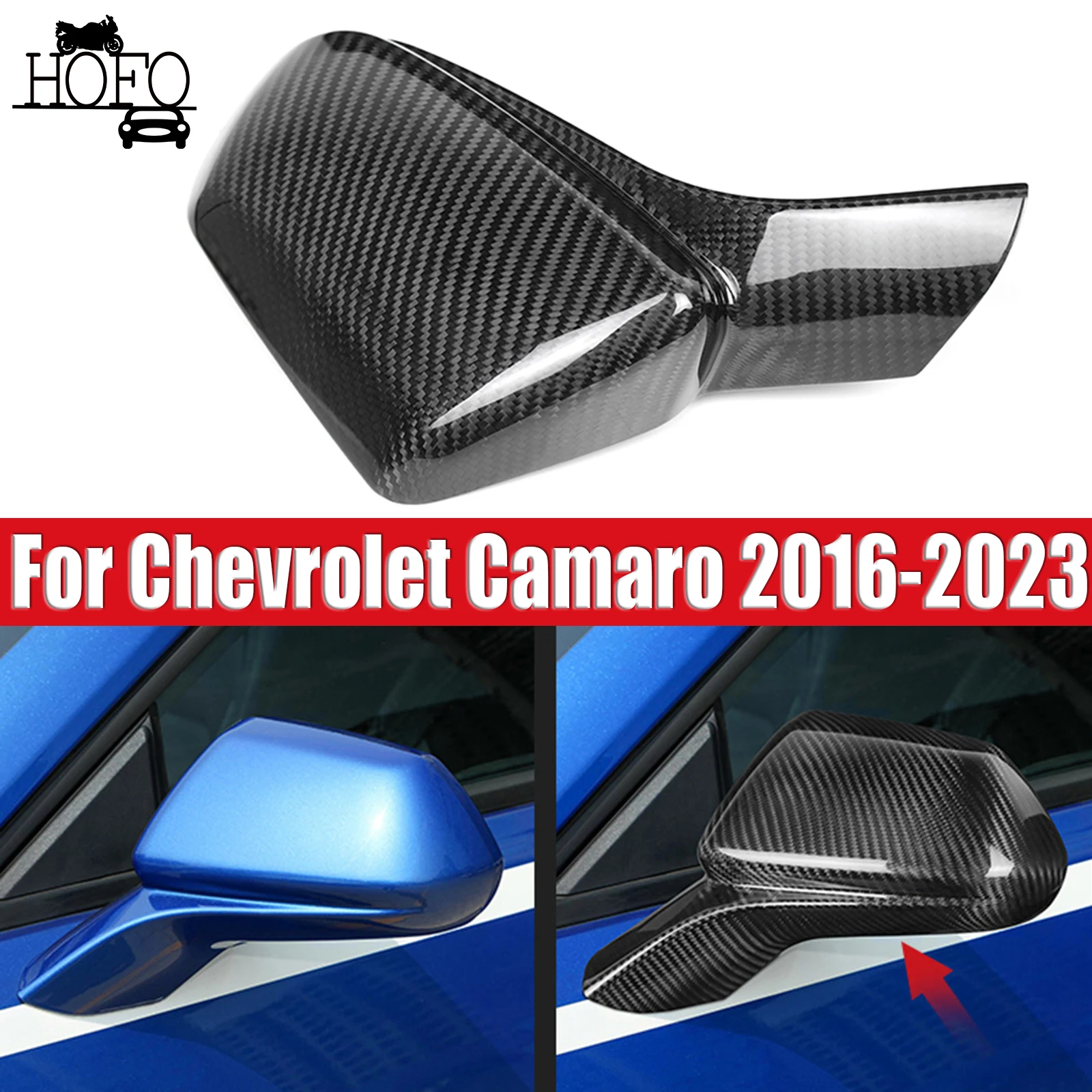

For Chevrolet Camaro 2016-2023 2PCS/1 Set Car Mirror Cover Caps Overlay Real Carbon Fiber