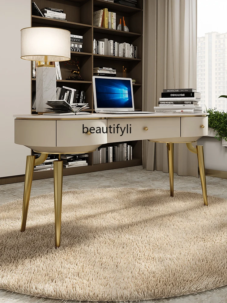 Light Luxury Desk Chair Combination Study Desk Boss  Modern Simple High Sense Stone Plate Computer Desk