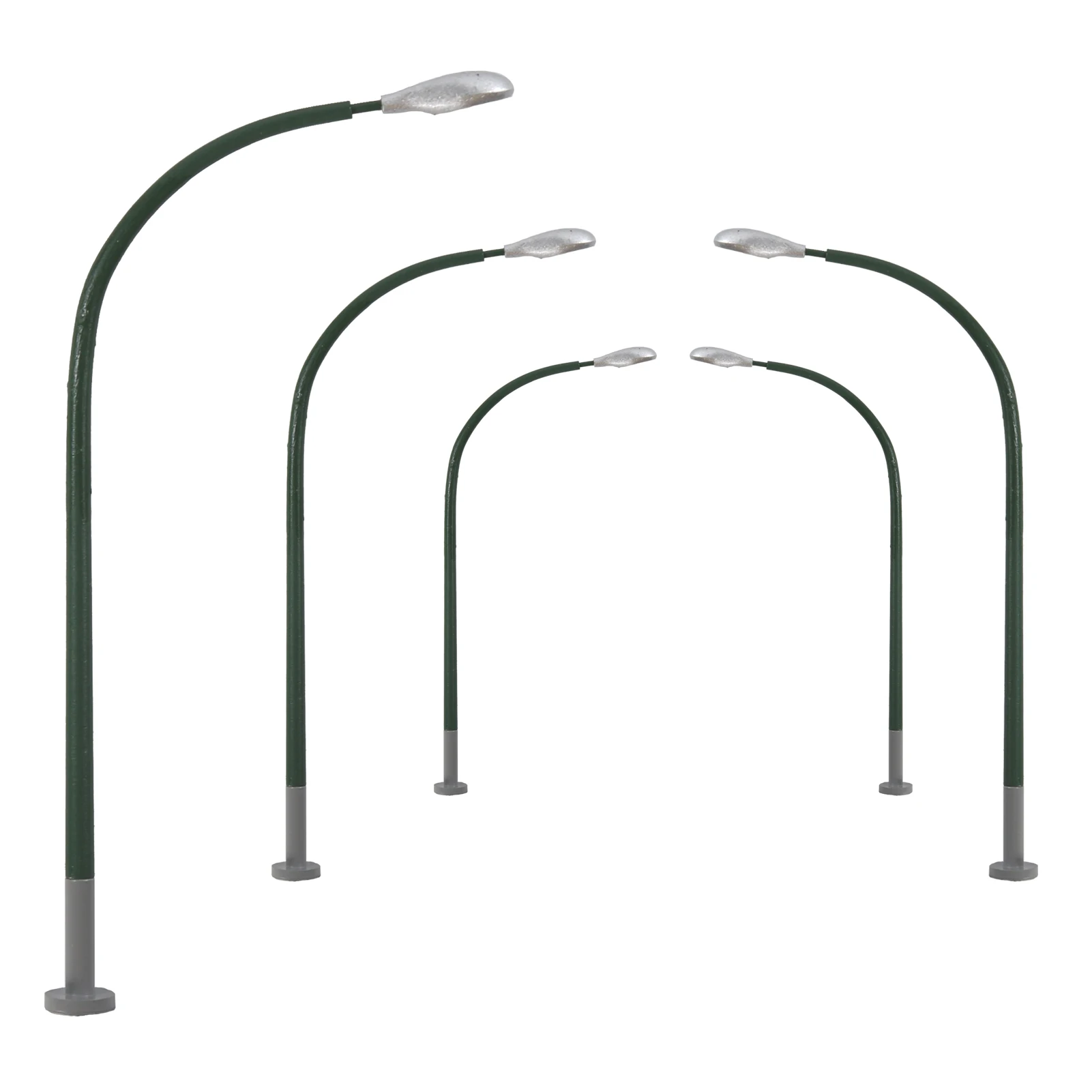 Evemodel 5pcs N HO Scale Green Lamps Metal Street Lights Warm White LED LD27