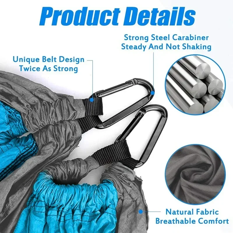 Camping Hammock Travel Portable Hammocks for Outside, Outdoor Lightweight Parachute Nylon Hammocks with Tree Straps Carabiners